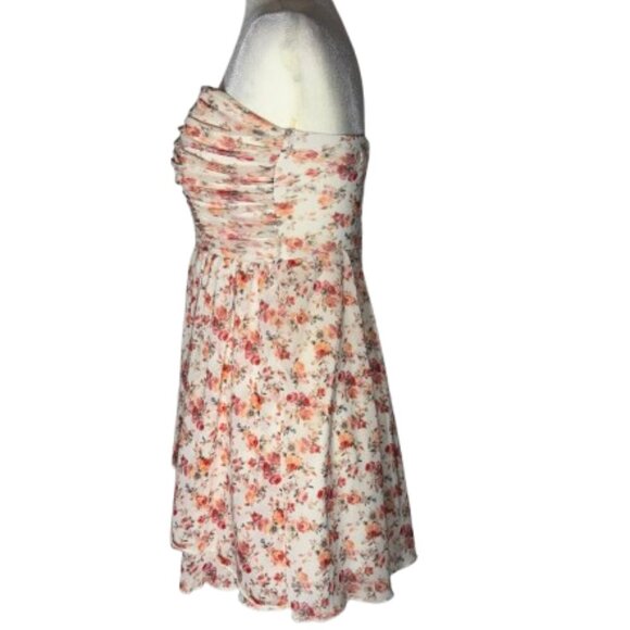 Trixxi Ladies Strapless Fit + Flare Floral Dress Size Small - Picture 5 of 6